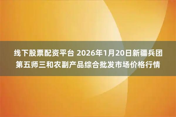 线下股票配资平台 2026年1月20日新疆兵团第五师三和农副产品综合批发市场价格行情