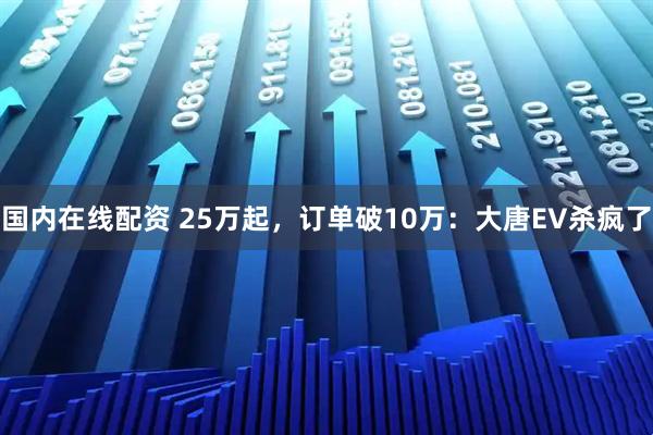 国内在线配资 25万起，订单破10万：大唐EV杀疯了
